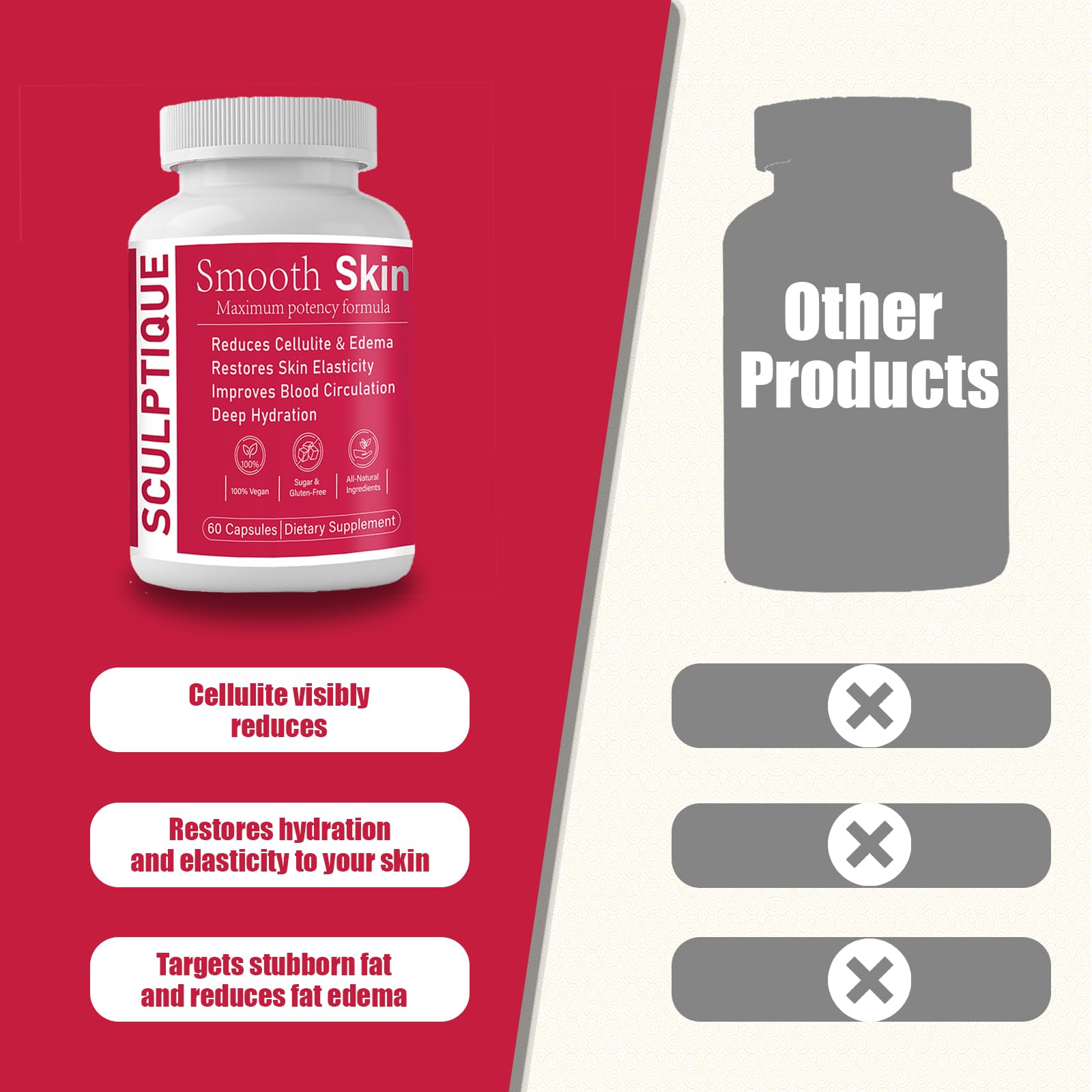 Sculptique resealable bottle makes travel-friendly daily use easy.