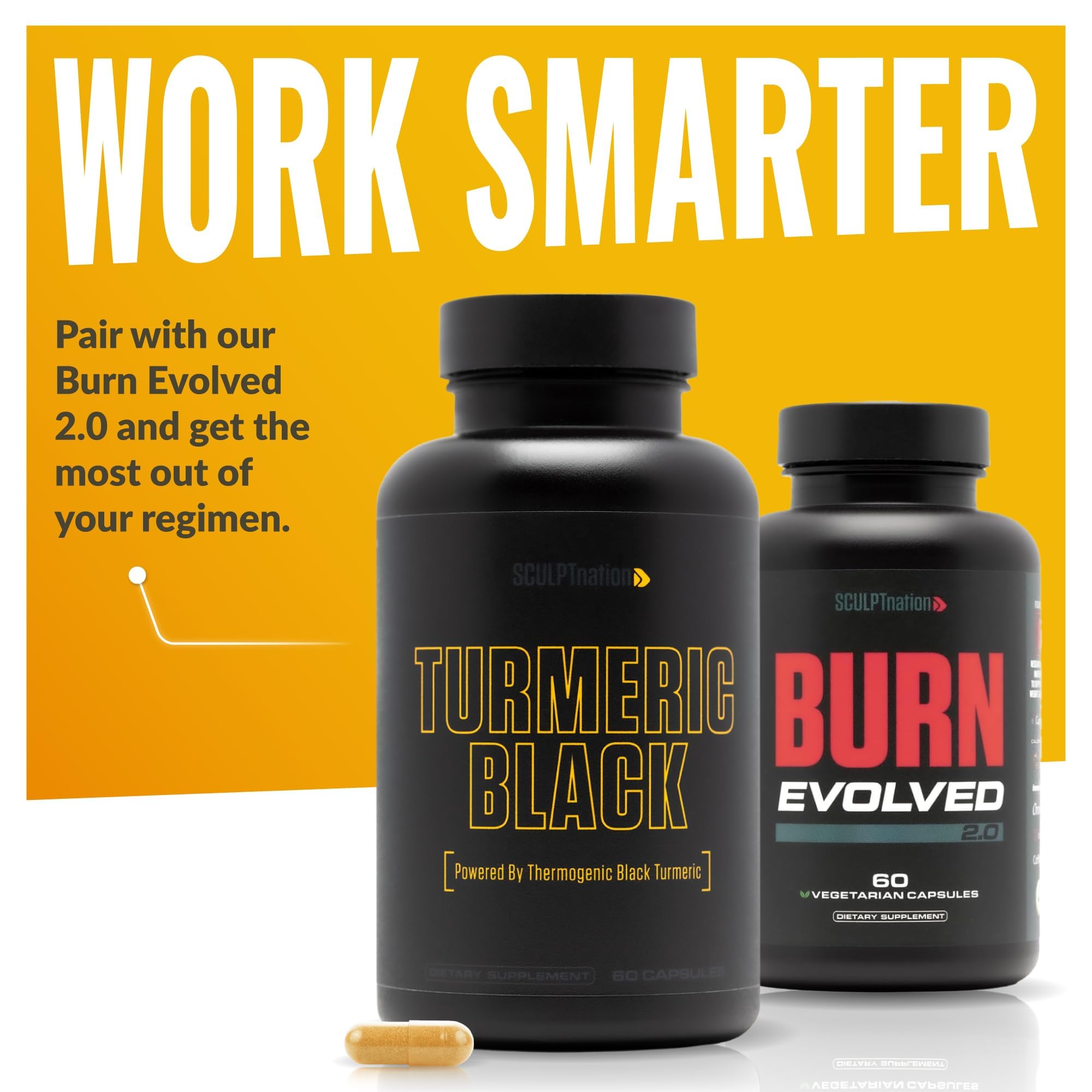 Sculpt Nation turmeric bottle pour demonstrating daily use.