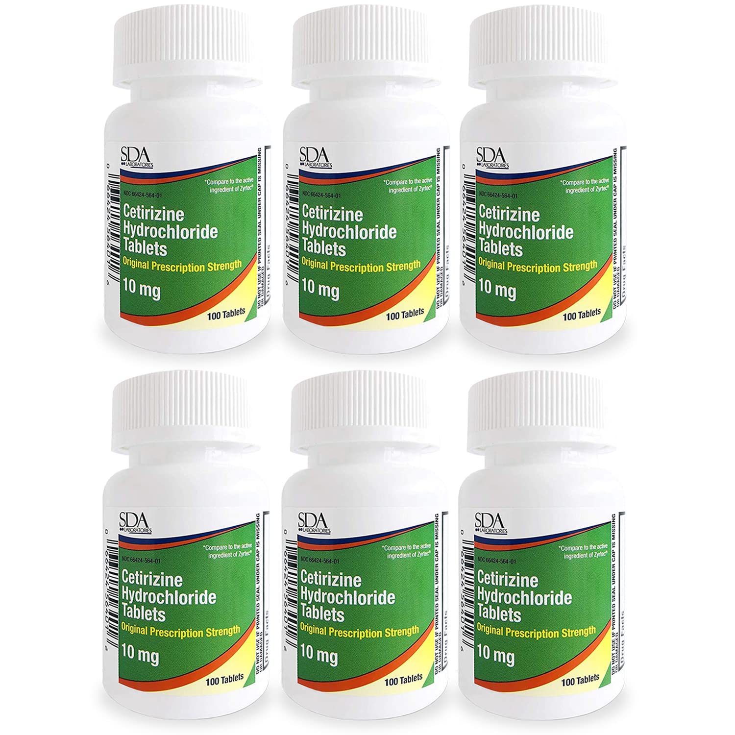 SDA Laboratories All Day Allergy tablet front view demonstrates cetirizine 10 mg for daily symptom support