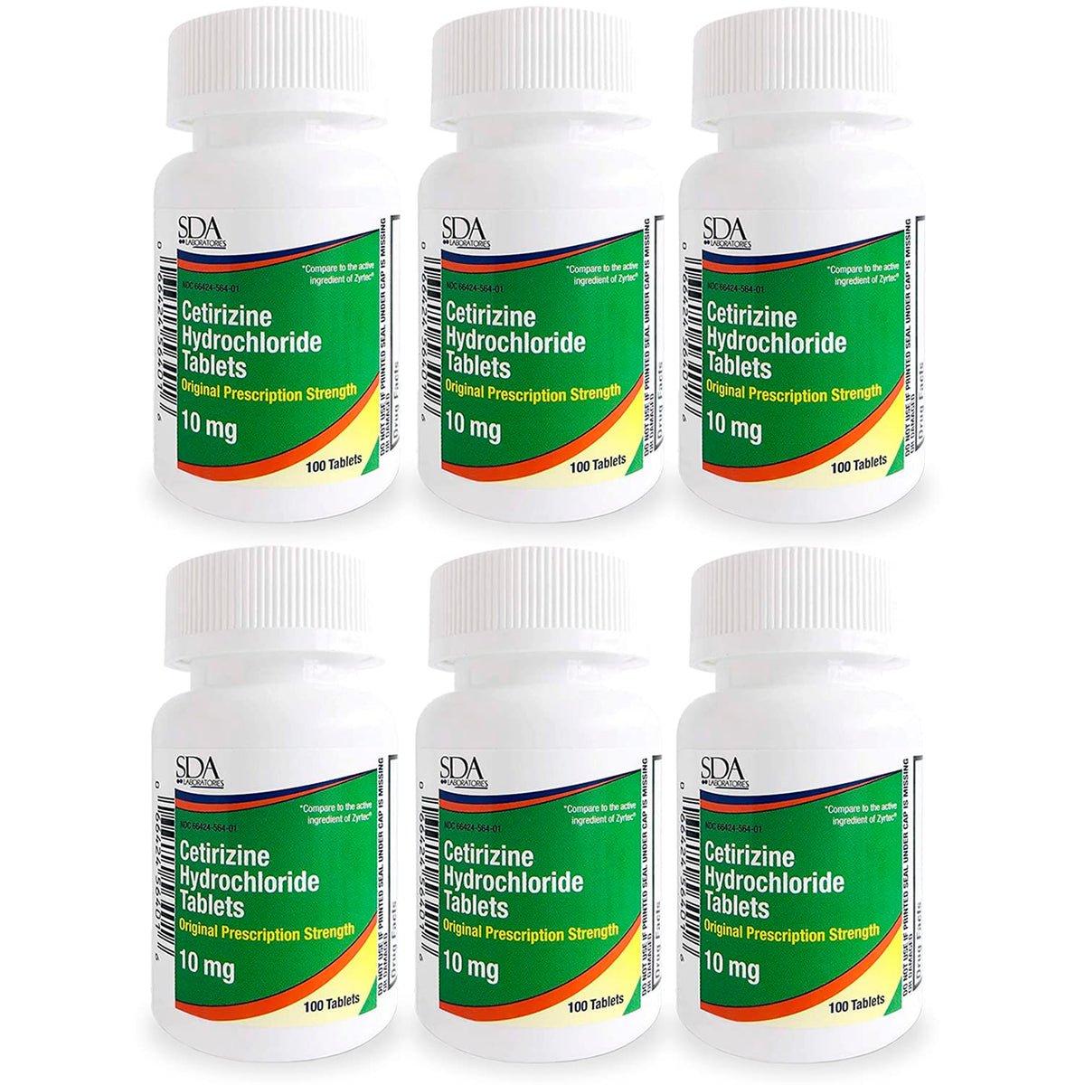 SDA Laboratories All Day Allergy tablet front view demonstrates cetirizine 10 mg for daily symptom support