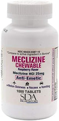 SDA Laboratories meclizine raspberry chewable tablet for motion comfort on travel