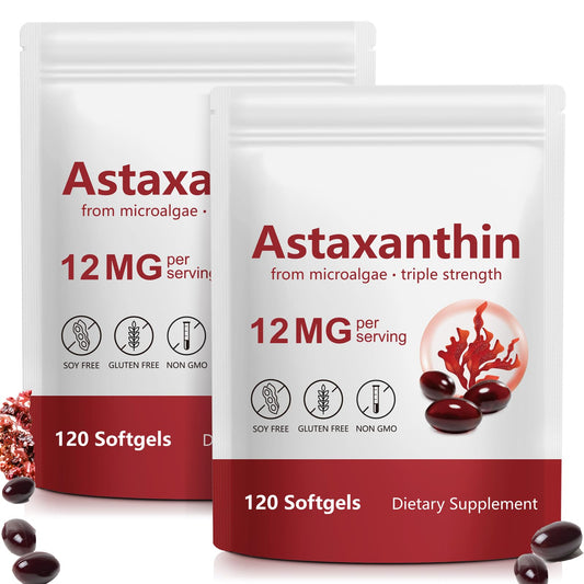 SDJUFEI astaxanthin softgels 2-pack bottle supports daily antioxidant protection.