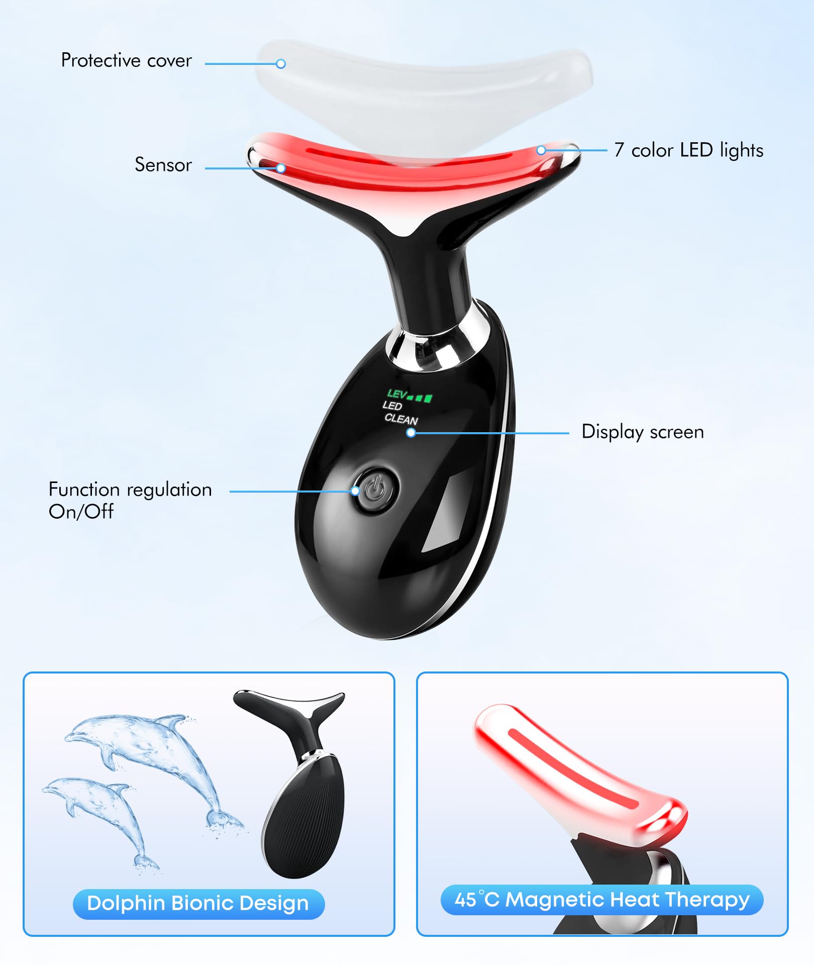 SDKWDH face-neck massager with cap removed for easy setup and cleaning.