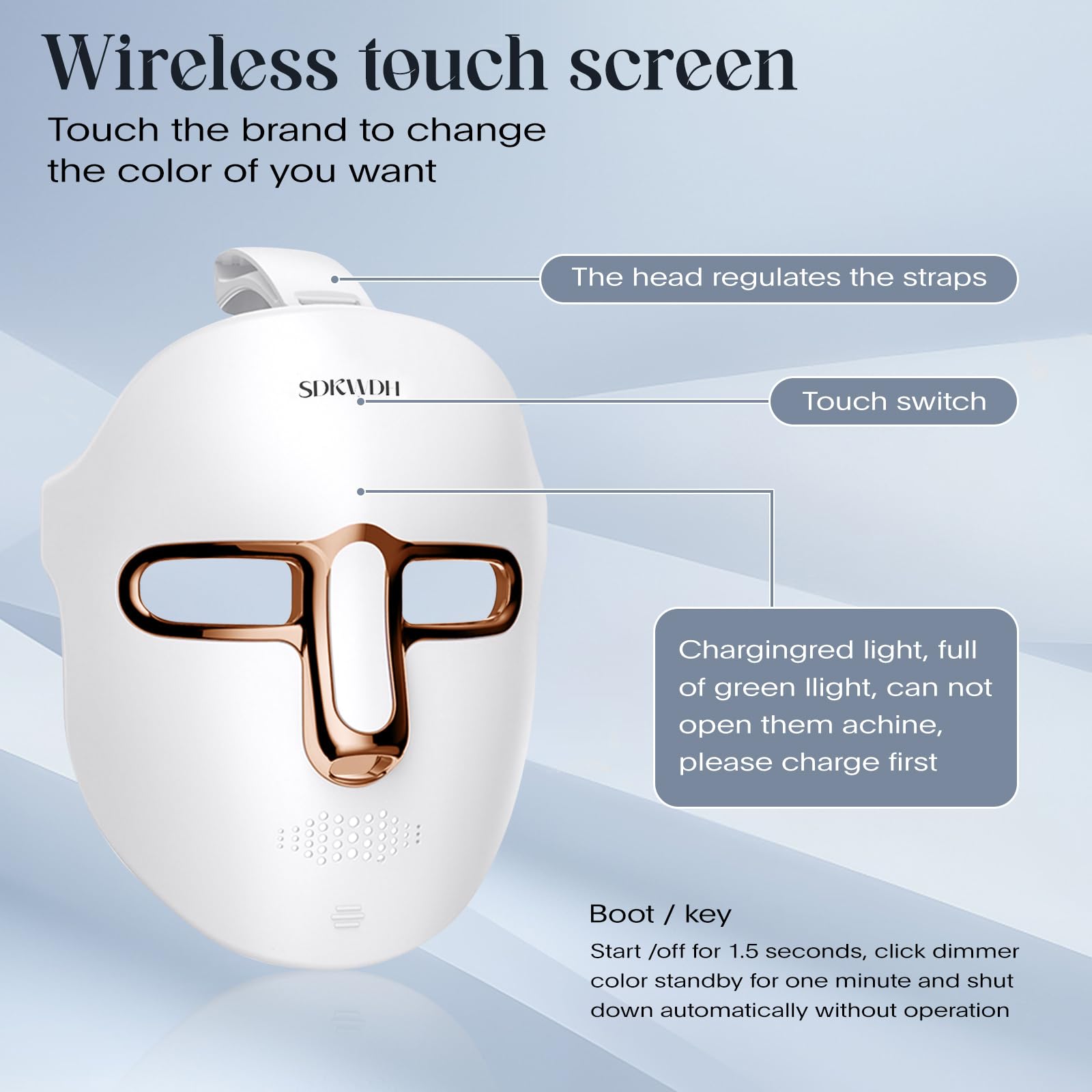 SDKWDH red light mask with eye protection shown during use for safe sessions