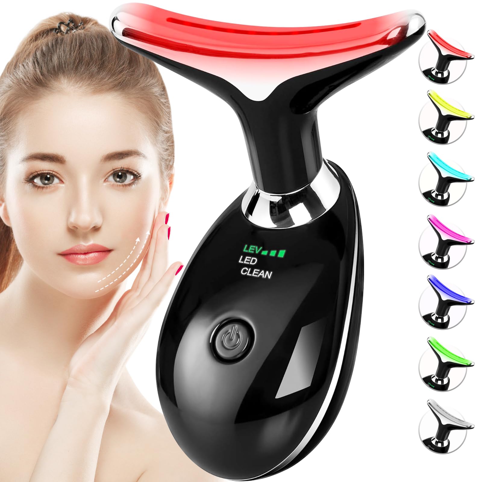 SDKWDH red-light-therapy face-neck device for at-home rejuvenation.