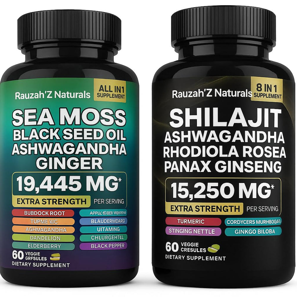 Sea Moss and Shilajit Bundle front view with dual bottles for daily wellness