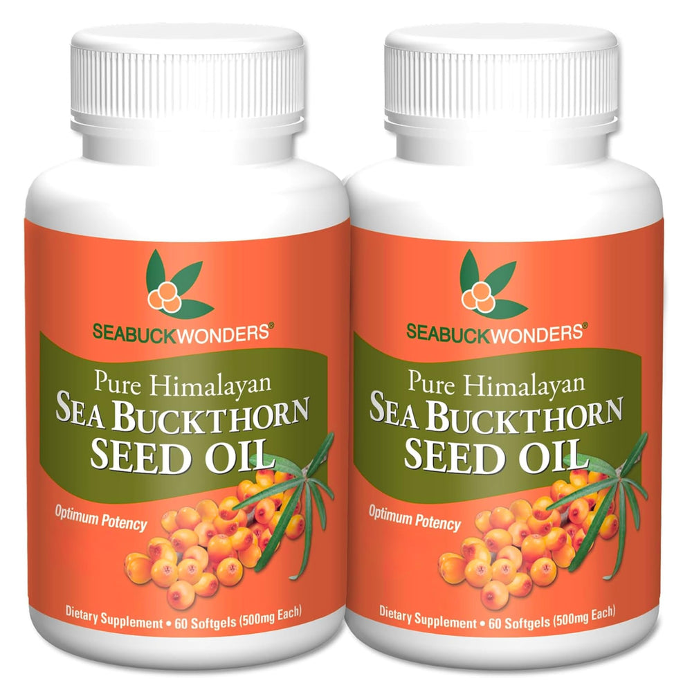 SEABUCKWONDERS sea buckthorn seed oil softgels bottle for daily omega support