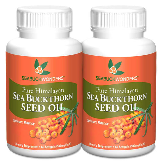SEABUCKWONDERS sea buckthorn seed oil softgels bottle for daily omega support