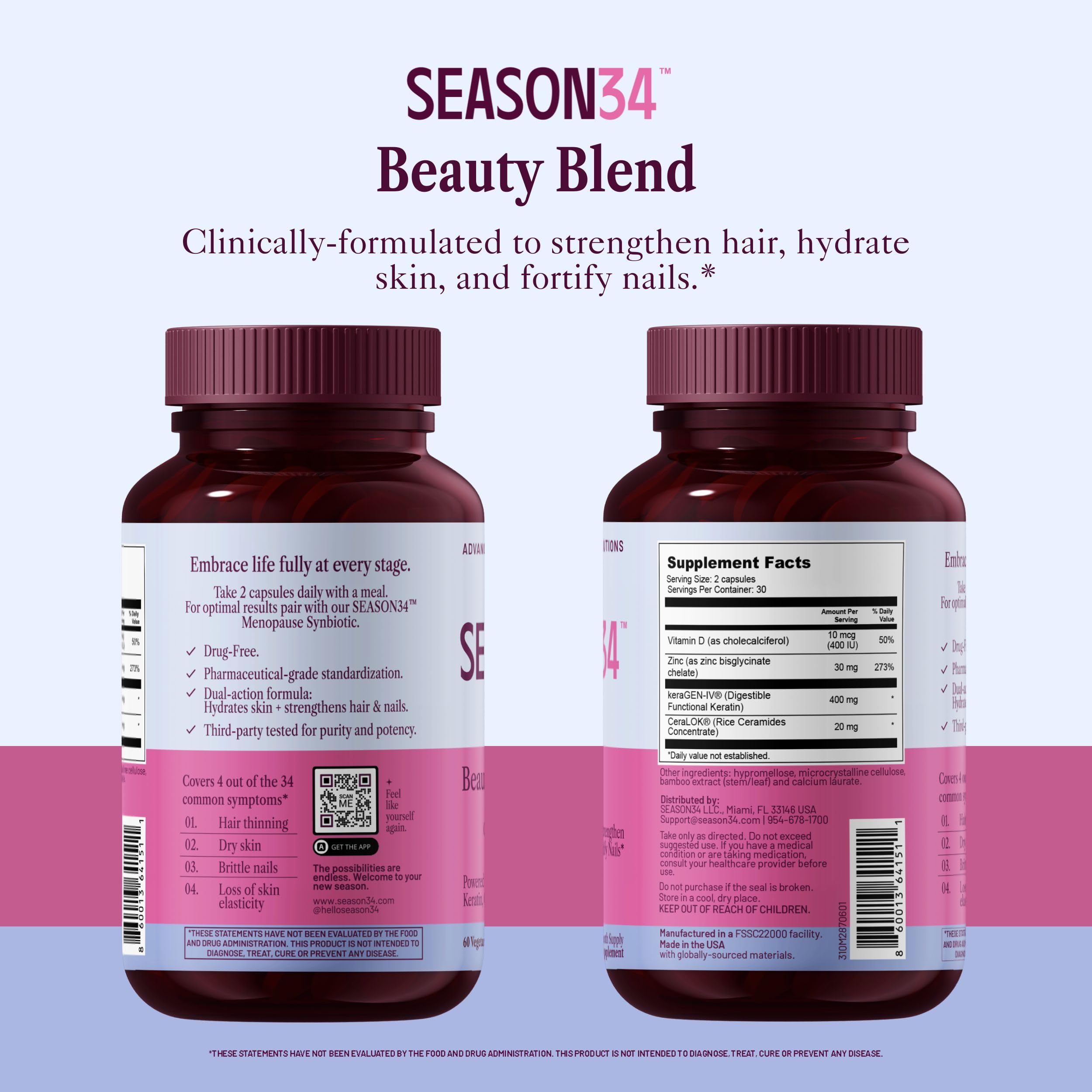 SEASON34 daily routine calendar image suggests steady 60-capsule regimen.