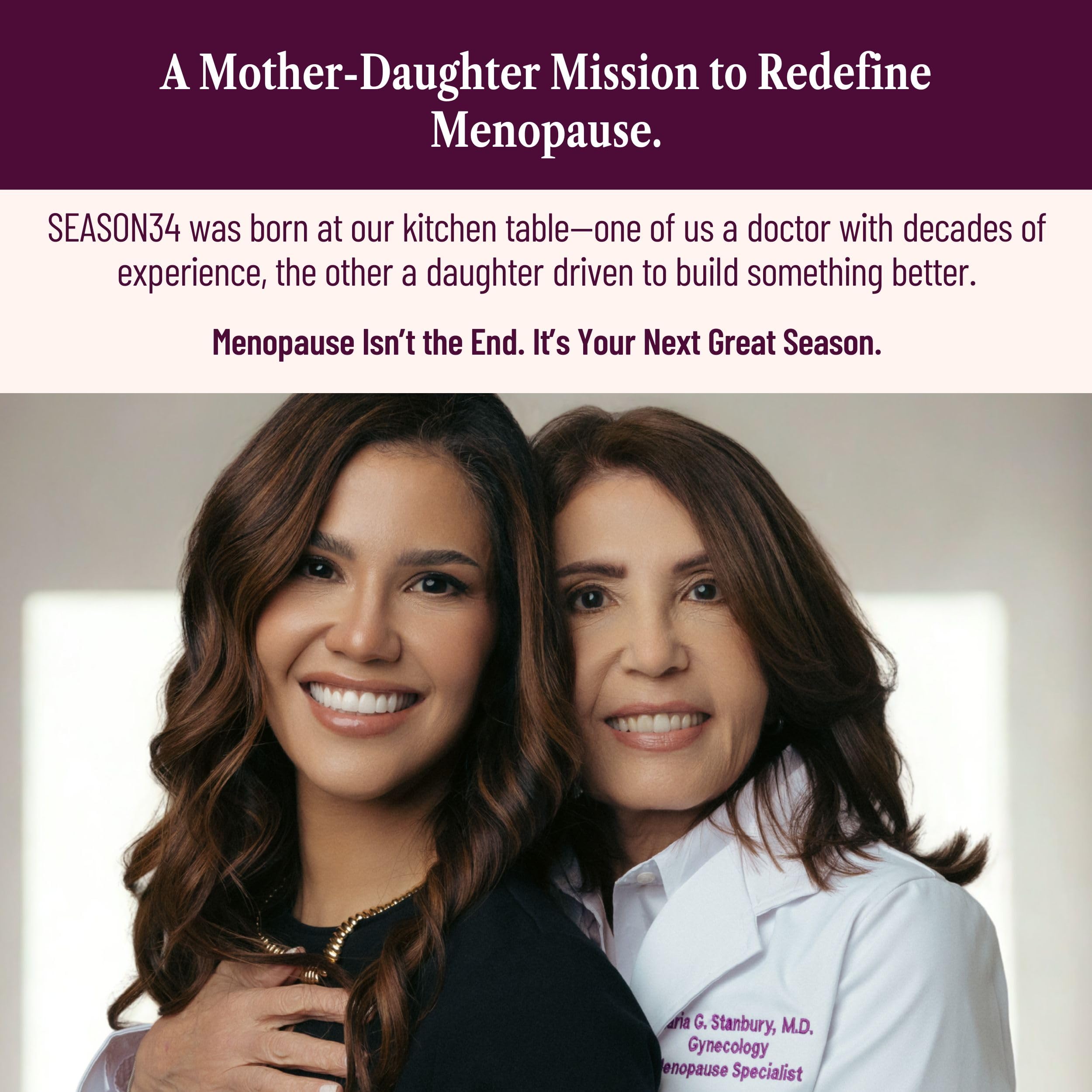 SEASON34 hormone-free formula label emphasizing non-hormonal midlife solution.