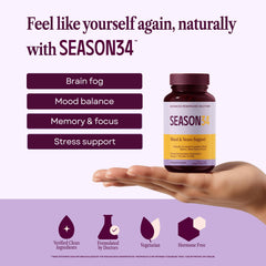 SEASON34 menopause mood memory capsules highlight non-hormonal focus support.