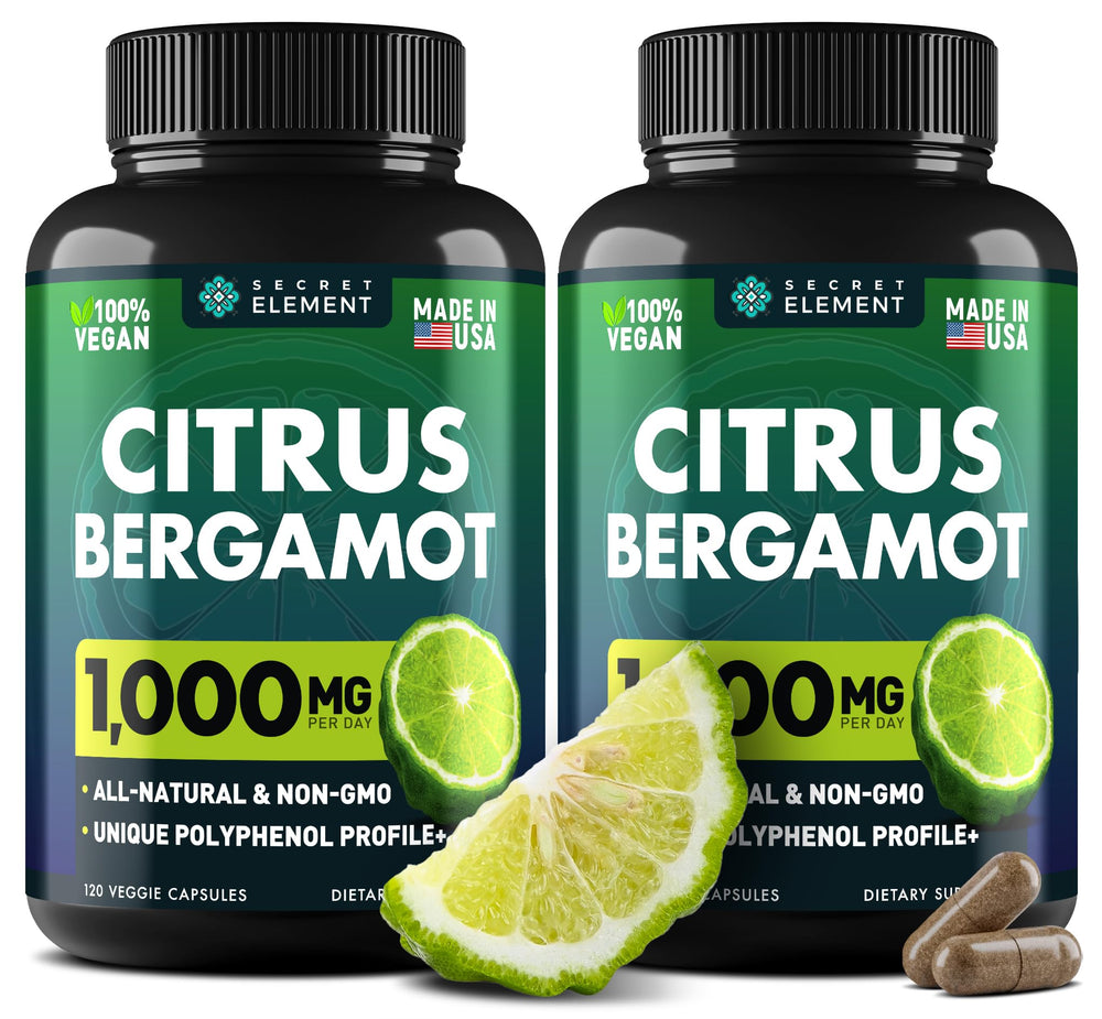 Secret Element Citrus Bergamot 1000mg bottle front highlighting circulatory wellness.
