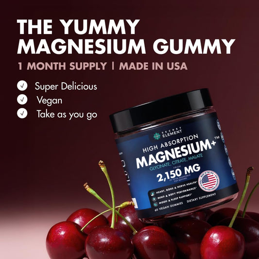 Secret Element Magnesium Gummies 3in1 bottle pour demonstrates convenient daily chewable option.