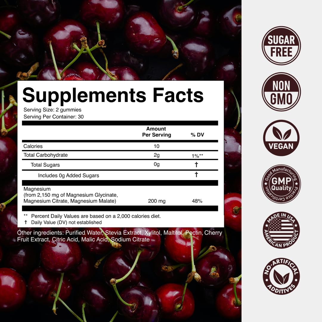 Secret Element Magnesium Gummies 3in1 count 60 indicates easy two-month supply.