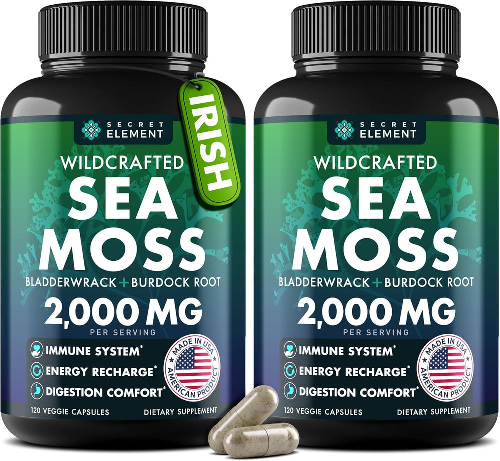 Secret Element Sea Moss bottle pour for easy daily immune and energy support.