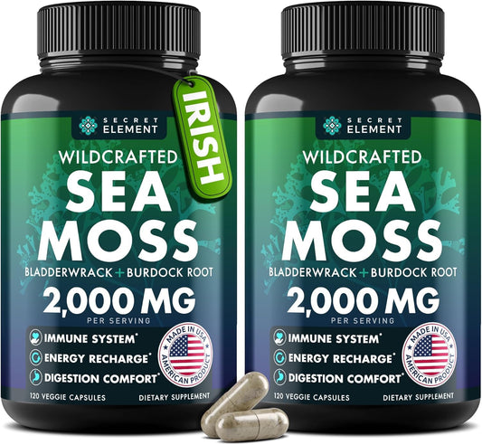 Secret Element Sea Moss bottle pour for easy daily immune and energy support.