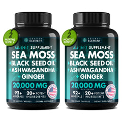 Secret Element sea moss bottle highlighting immune-supporting minerals.