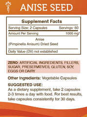 Secrets of the Tribe Anise Seed label detail shows 120 capsules per bottle