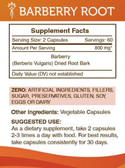 Dried Barberry Root Bark highlighted as a natural plant-based ingredient.