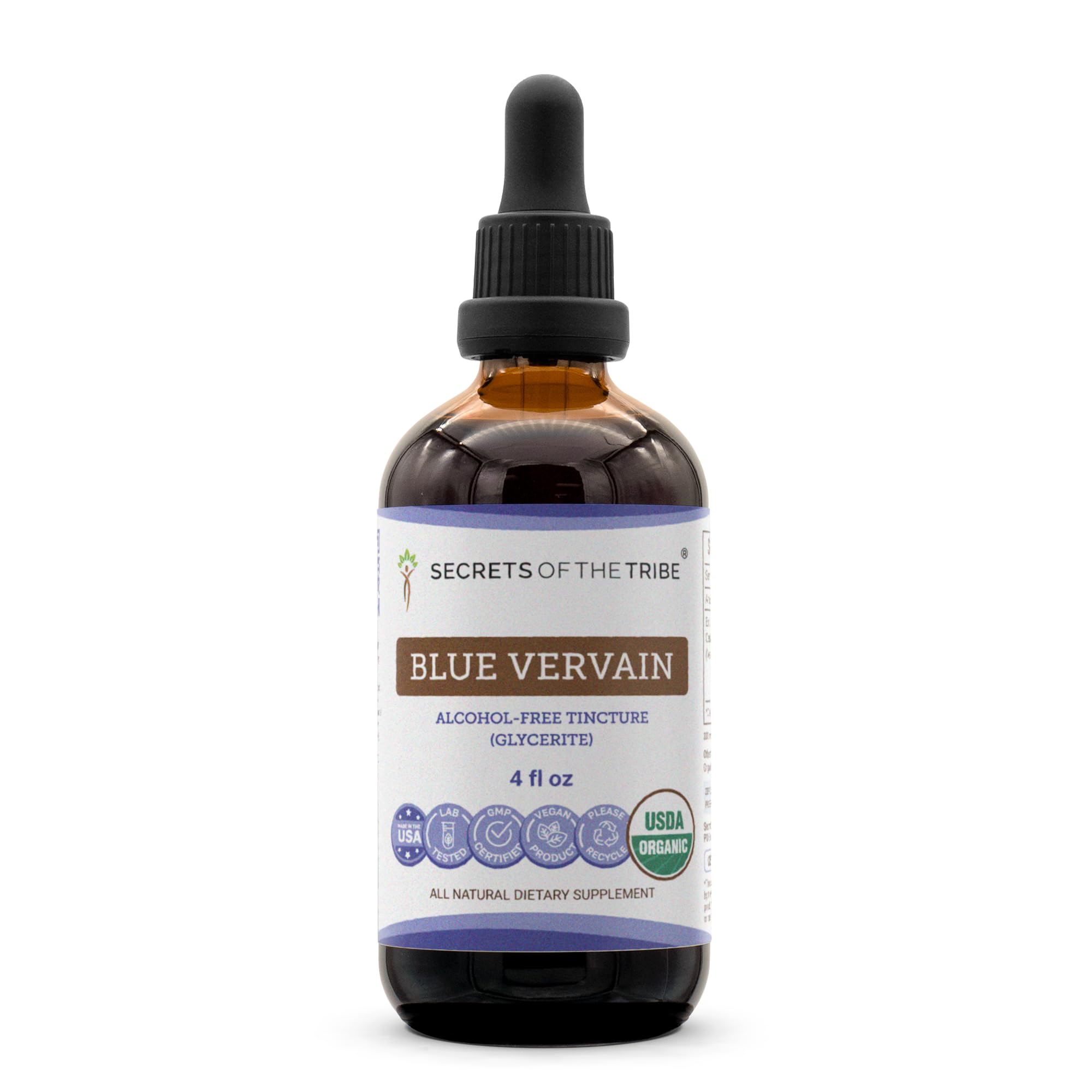 Secrets of the Tribe Blue Vervain bottle pour for calm moments