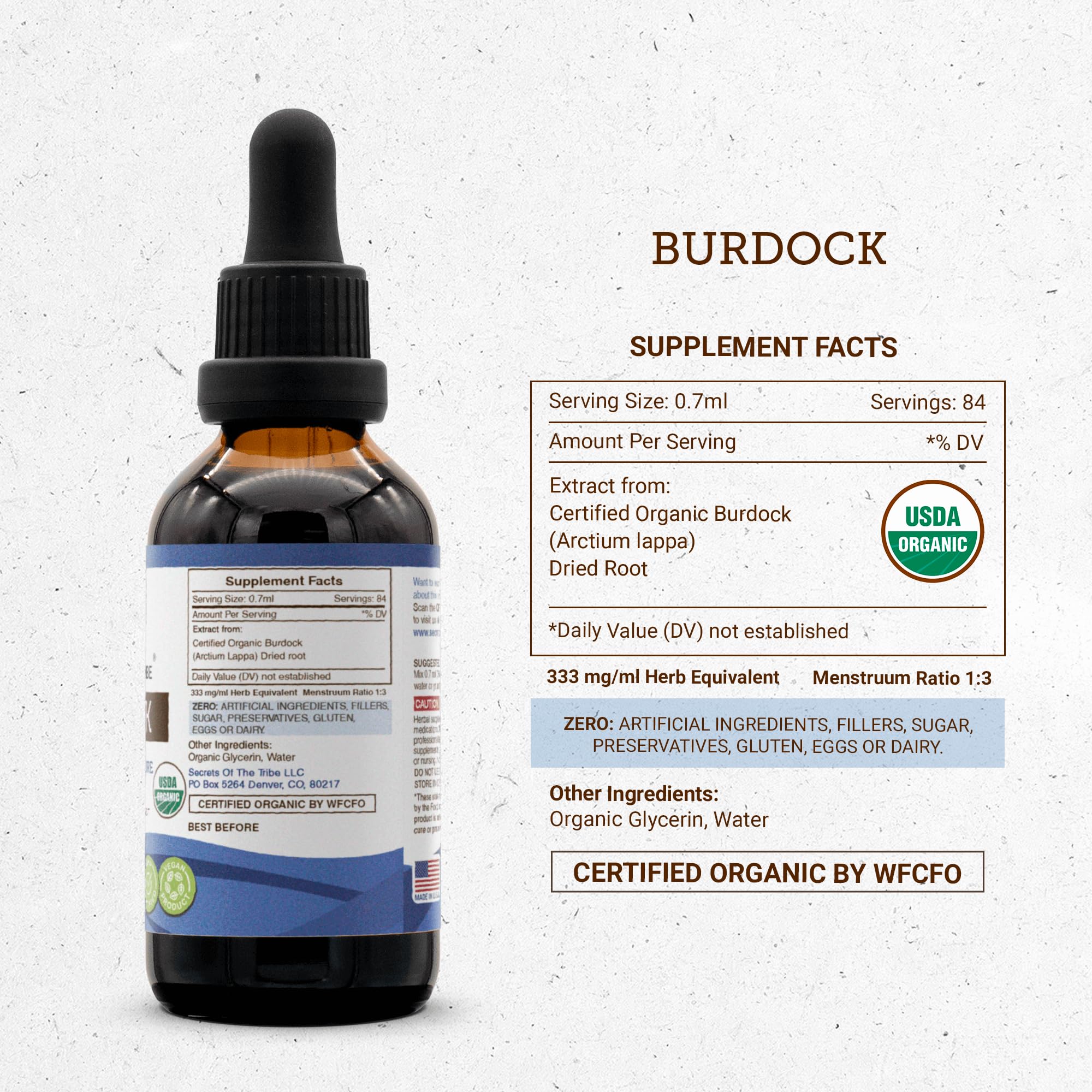 Secrets of the Tribe Burdock glass pour shows easy, smooth dispensing.