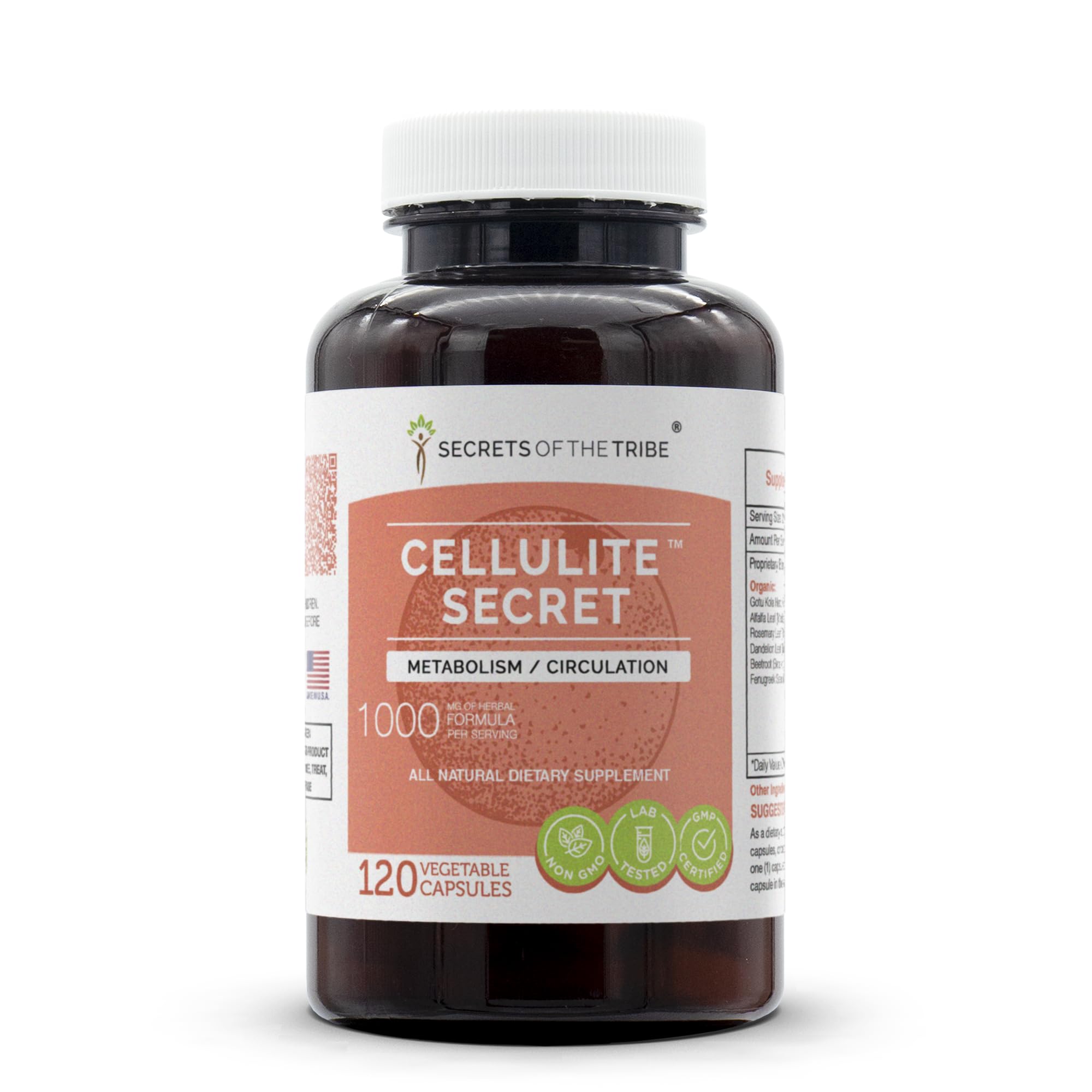 Secrets of the Tribe Cellulite Secret bottle pour for a plant-based daily routine.