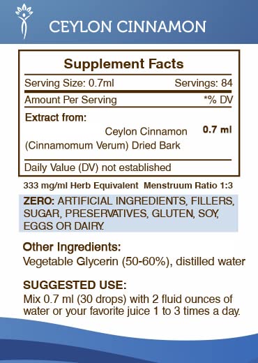 Secrets of the Tribe Ceylon Cinnamon Tincture amber bottle conveys premium, alcohol-free extract