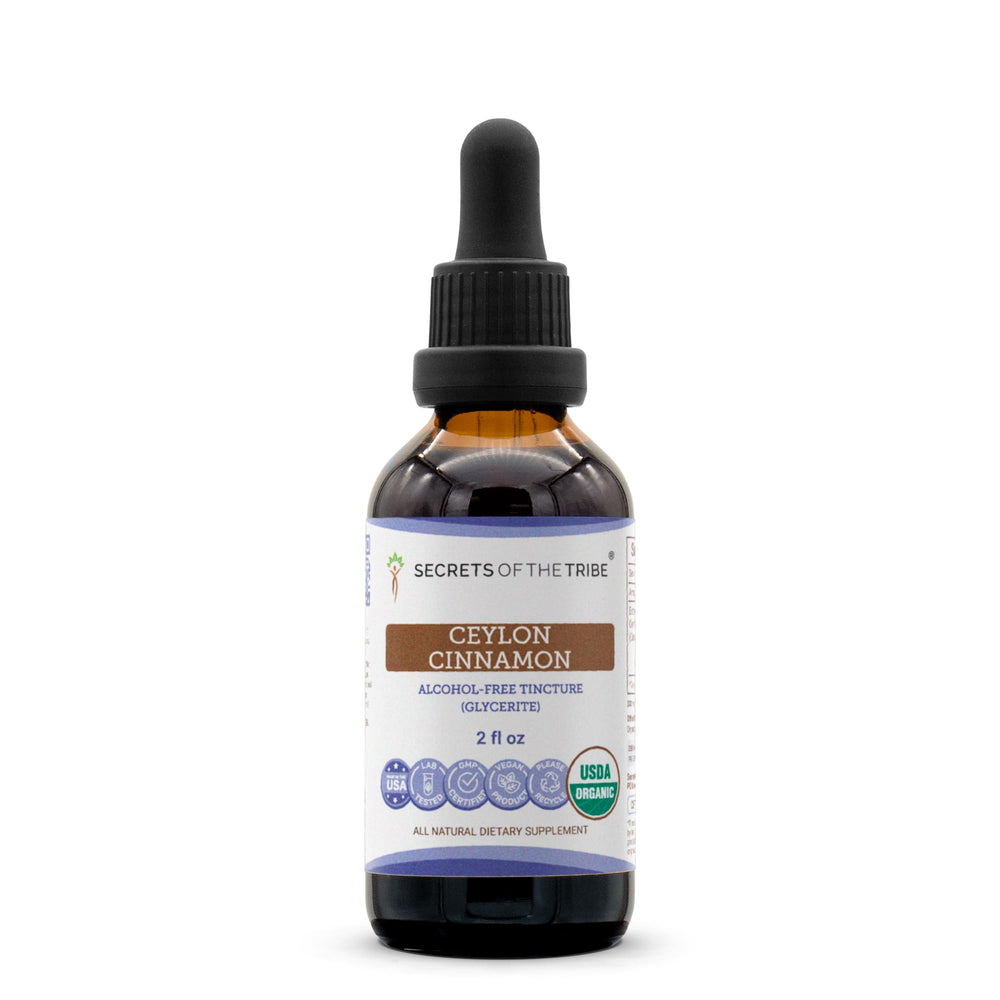Secrets of the Tribe Ceylon Cinnamon tincture bottle for daily wellness routine