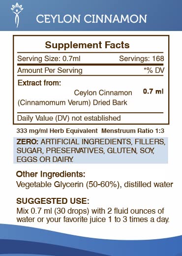 Secrets of the Tribe Ceylon Cinnamon tincture bottle with dropper for precise dosing