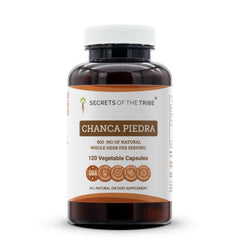 Secrets of the Tribe Chanca Piedra bottle with capsules for daily wellness.