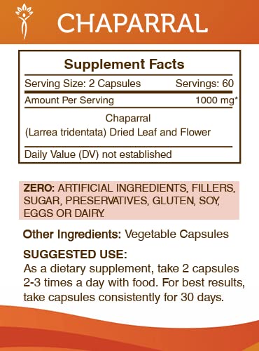 Secrets of the Tribe Chaparral powder capsule close-up highlights natural ingredients for vitality.
