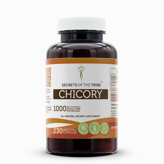 Secrets of the Tribe Chicory 230 capsules bottle front view for daily wellness.