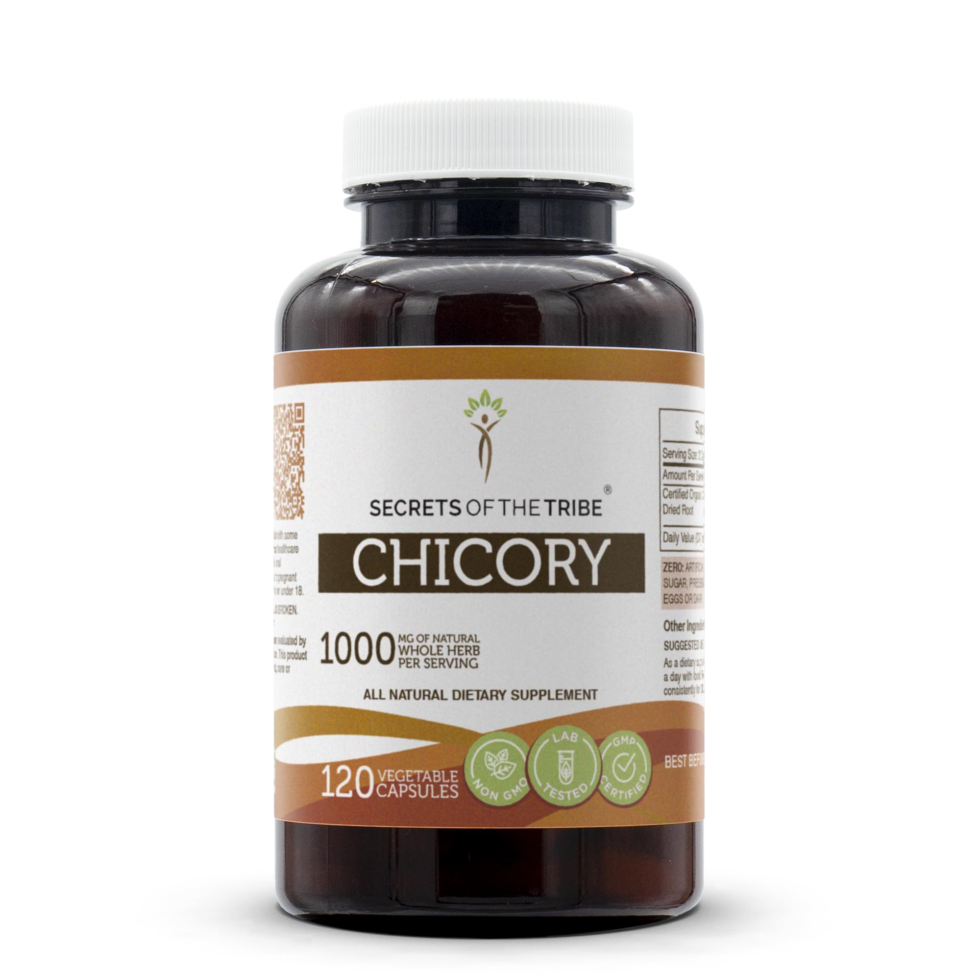 Secrets of the Tribe Chicory bottle showcasing high-potency capsules for daily use.