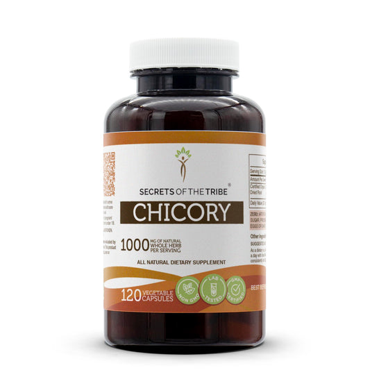 Secrets of the Tribe Chicory bottle showcasing high-potency capsules for daily use.