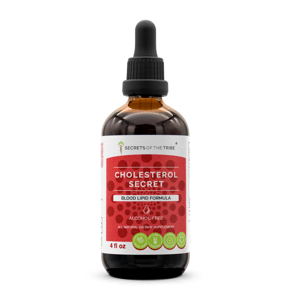 Secrets of the Tribe Cholesterol Secret bottle label for daily lipid support