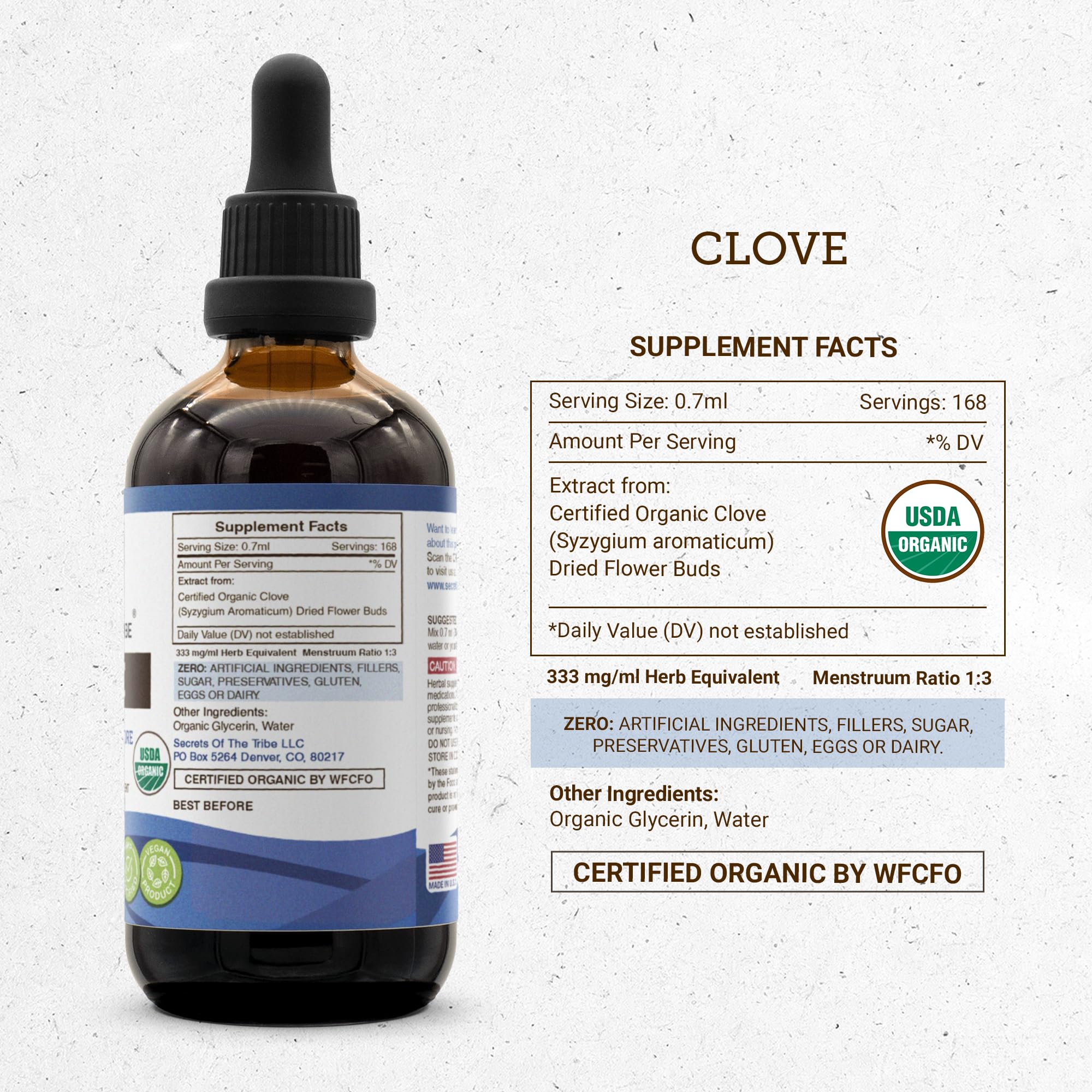 Secrets of the Tribe Clove lab test certificate signals purity and safety