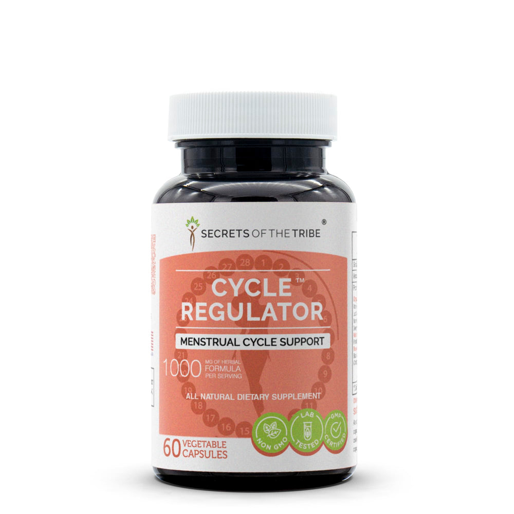 Secrets of the Tribe Cycle Regulator bottle showing premium herbal blend for daily wellness