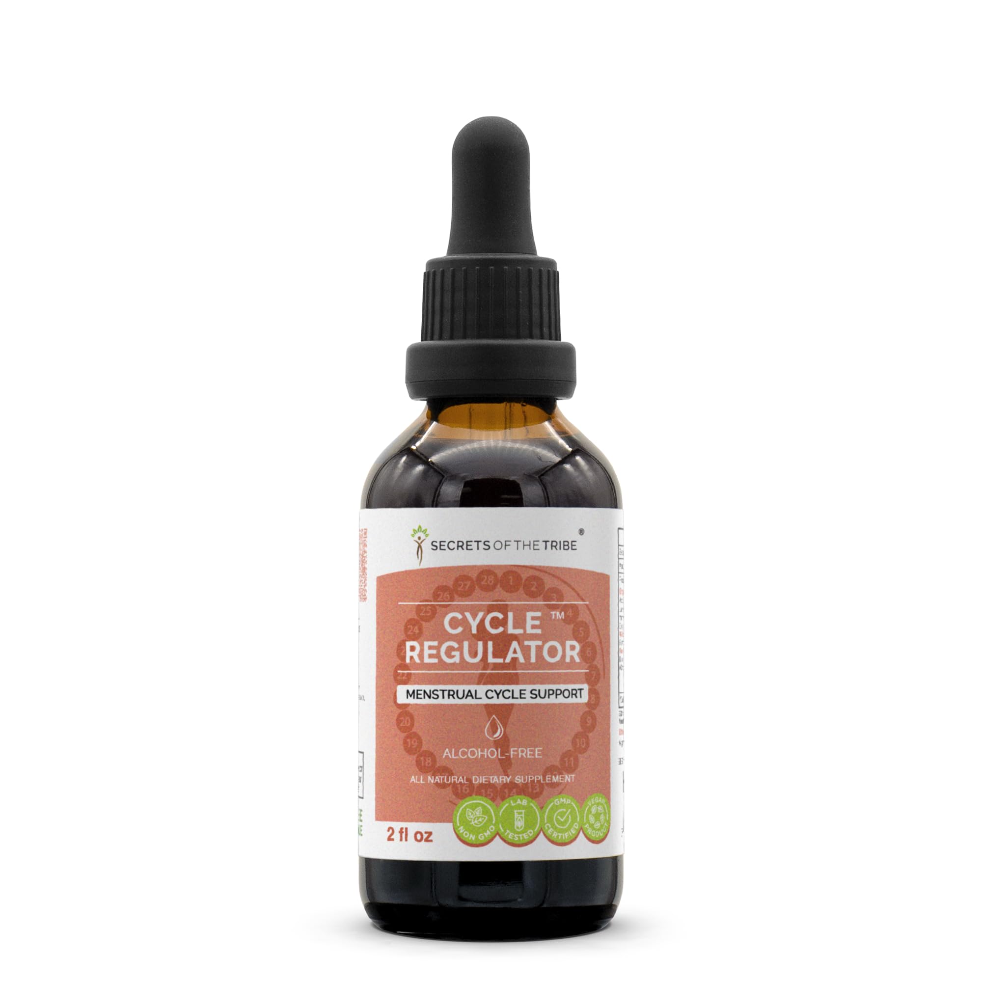 Secrets of the Tribe Cycle Regulator bottle with dropper for herbal support