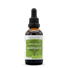 Secrets of the Tribe Cysto Secret bottle front displaying herbal tincture for bladder support