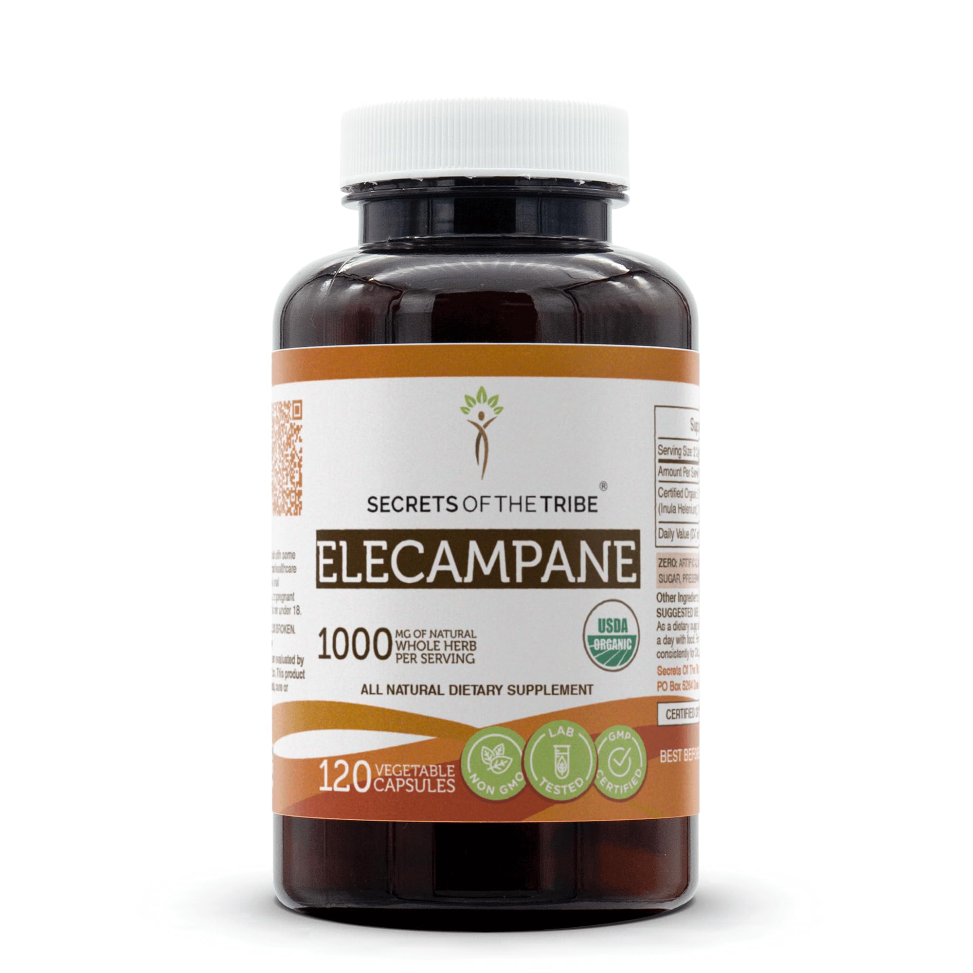 Secrets of the Tribe Elecampane bottle and capsules for daily wellness support.