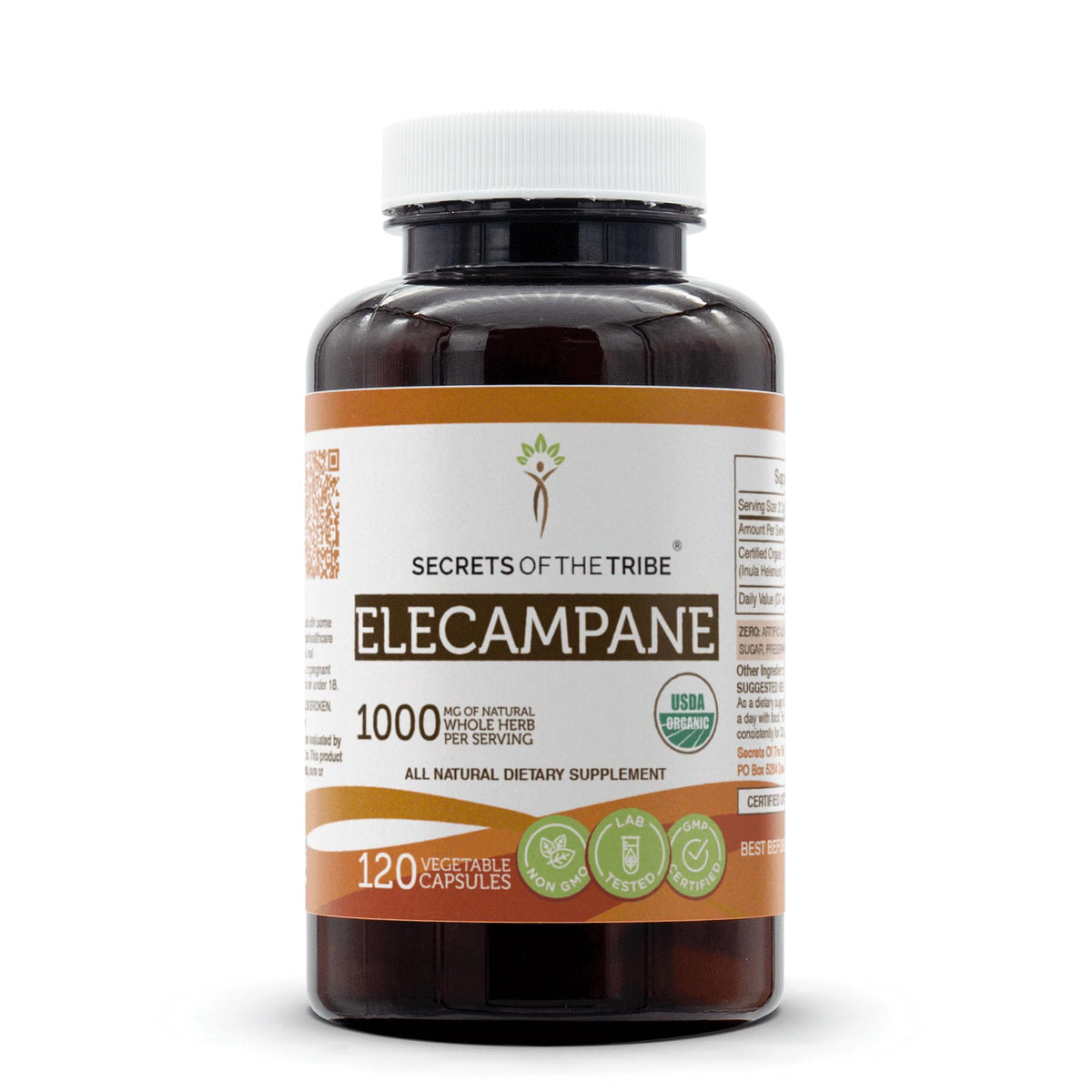 Secrets of the Tribe Elecampane bottle and capsules for daily wellness support.