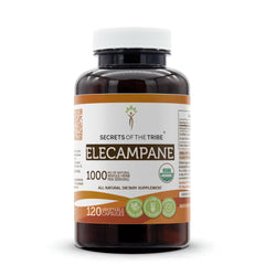 Secrets of the Tribe Elecampane bottle and capsules for daily wellness support.