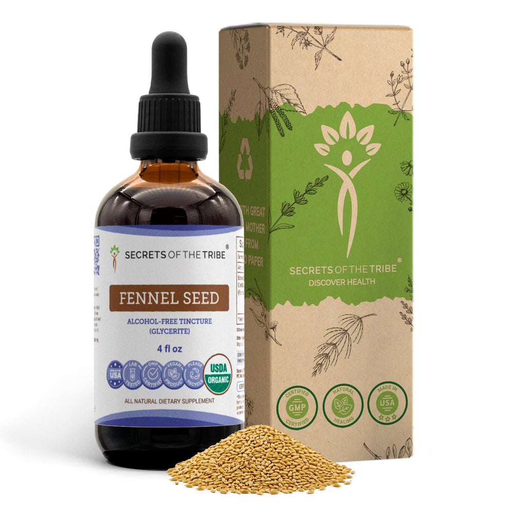 Secrets of the Tribe fennel seed tincture bottle pour for easy dosing