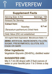 Secrets of the Tribe feverfew tincture amber glass protecting potency.