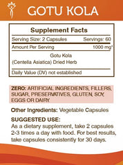 Secrets of the Tribe Gotu Kola label purity seal indicates clean ingredients.