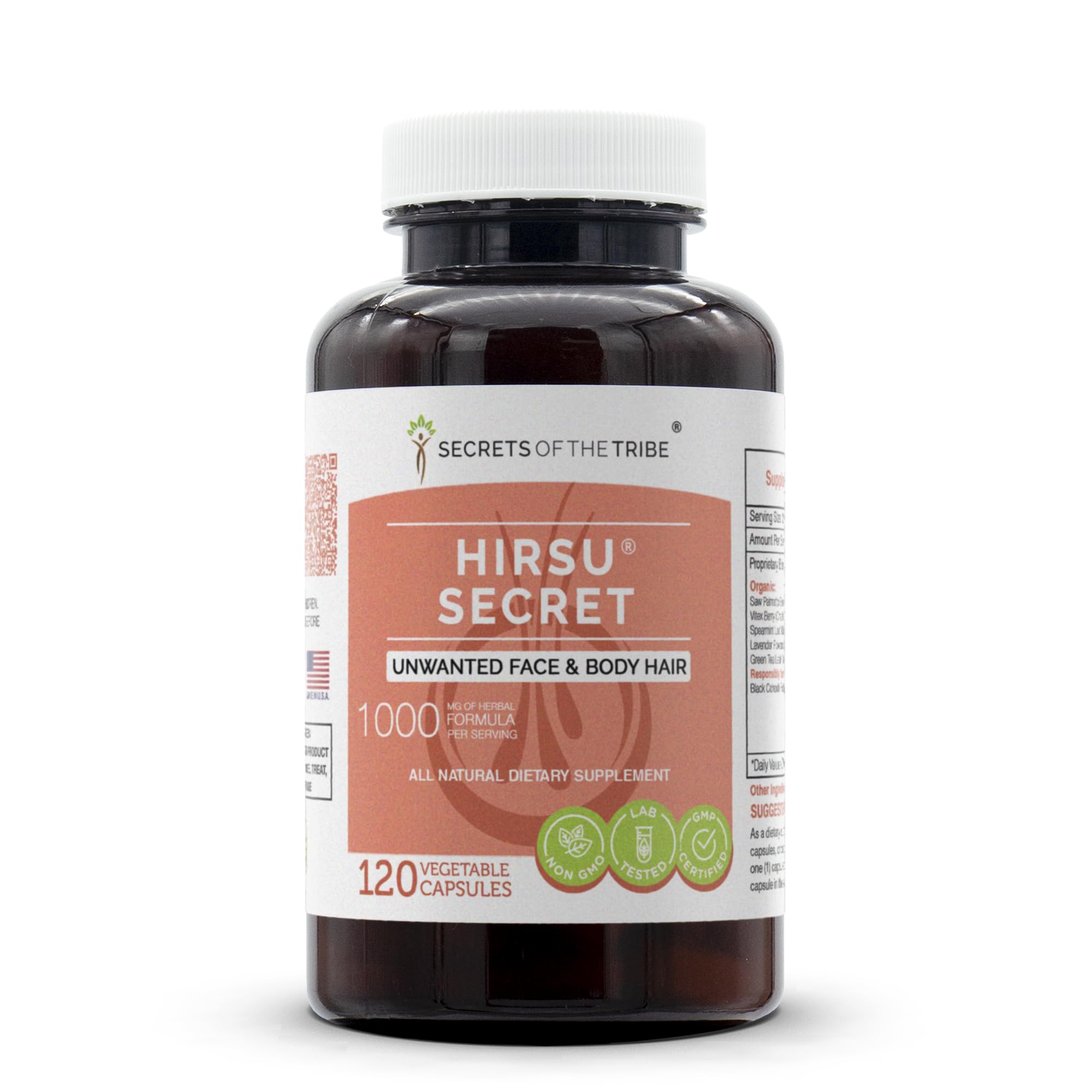 Secrets of the Tribe Hirsu Secret capsules in bottle for daily wellness