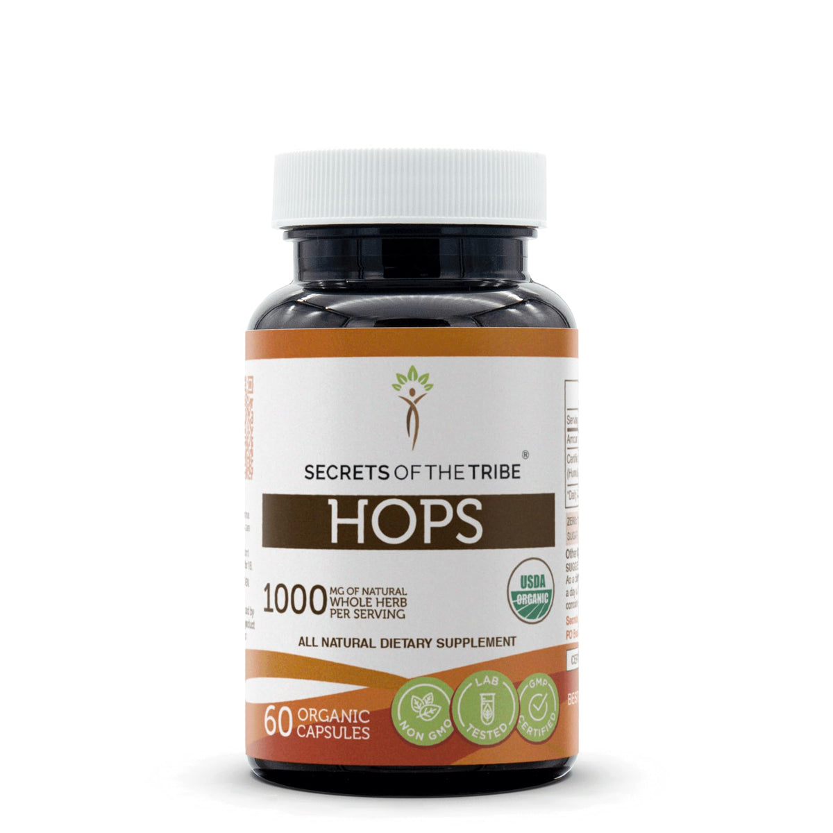 Secrets of the Tribe Hops bottle with capsules for daily wellness