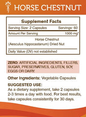 Label design of Secrets of the Tribe Horse Chestnut highlighting natural ingredients