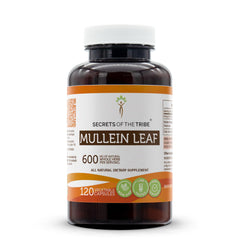 Secrets of the Tribe Mullein Leaf Capsules bottle-front highlights high-potency natural herbal support