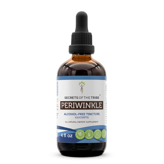 Secrets of the Tribe periwinkle liquid extract bottle for daily herbal routine